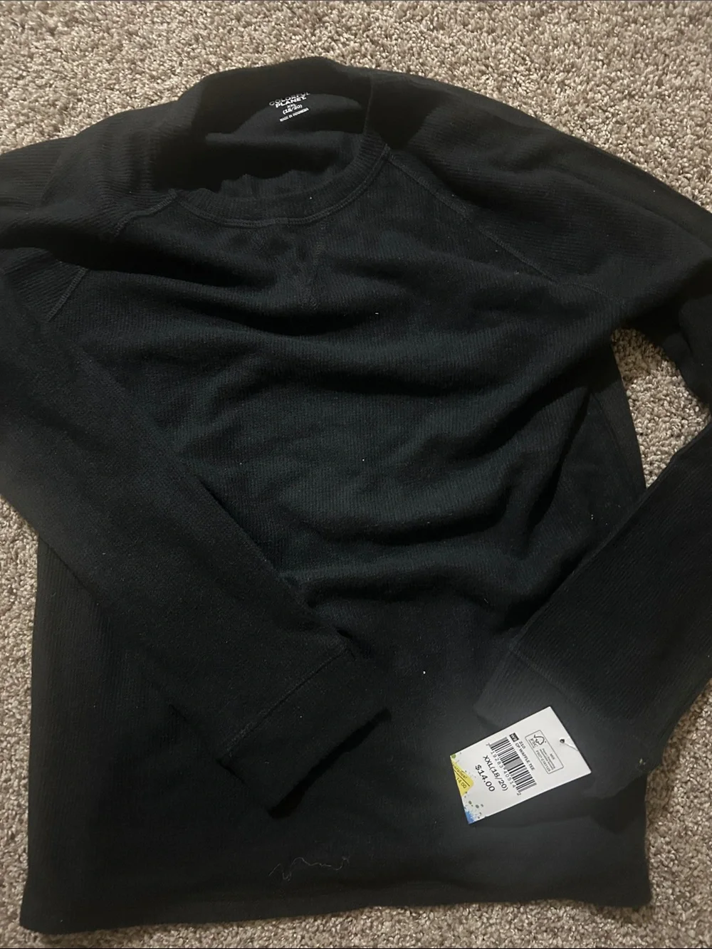Men's Black Thermal Crewneck Sweater - Classic Everyday Layer